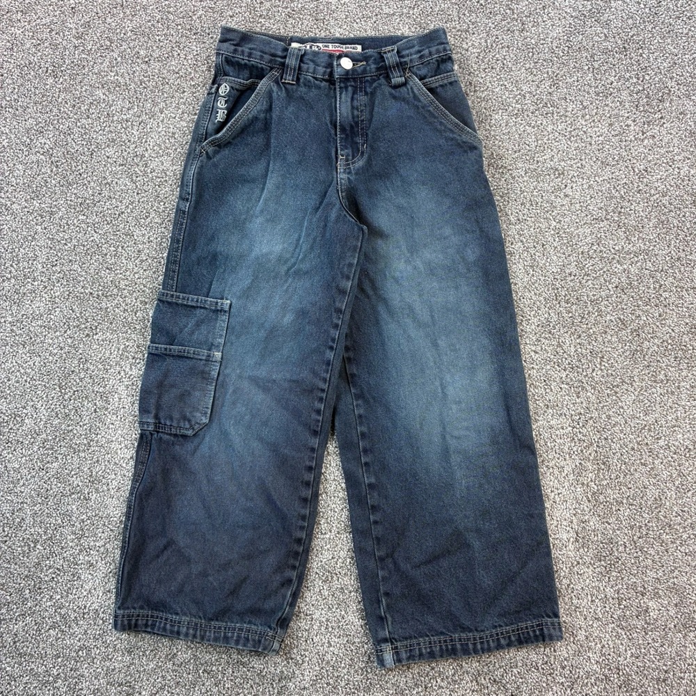 Vintage OTB One Tough Brand Jeans Kids 10 Blue‎ Denim Eagle Skull Embroidered